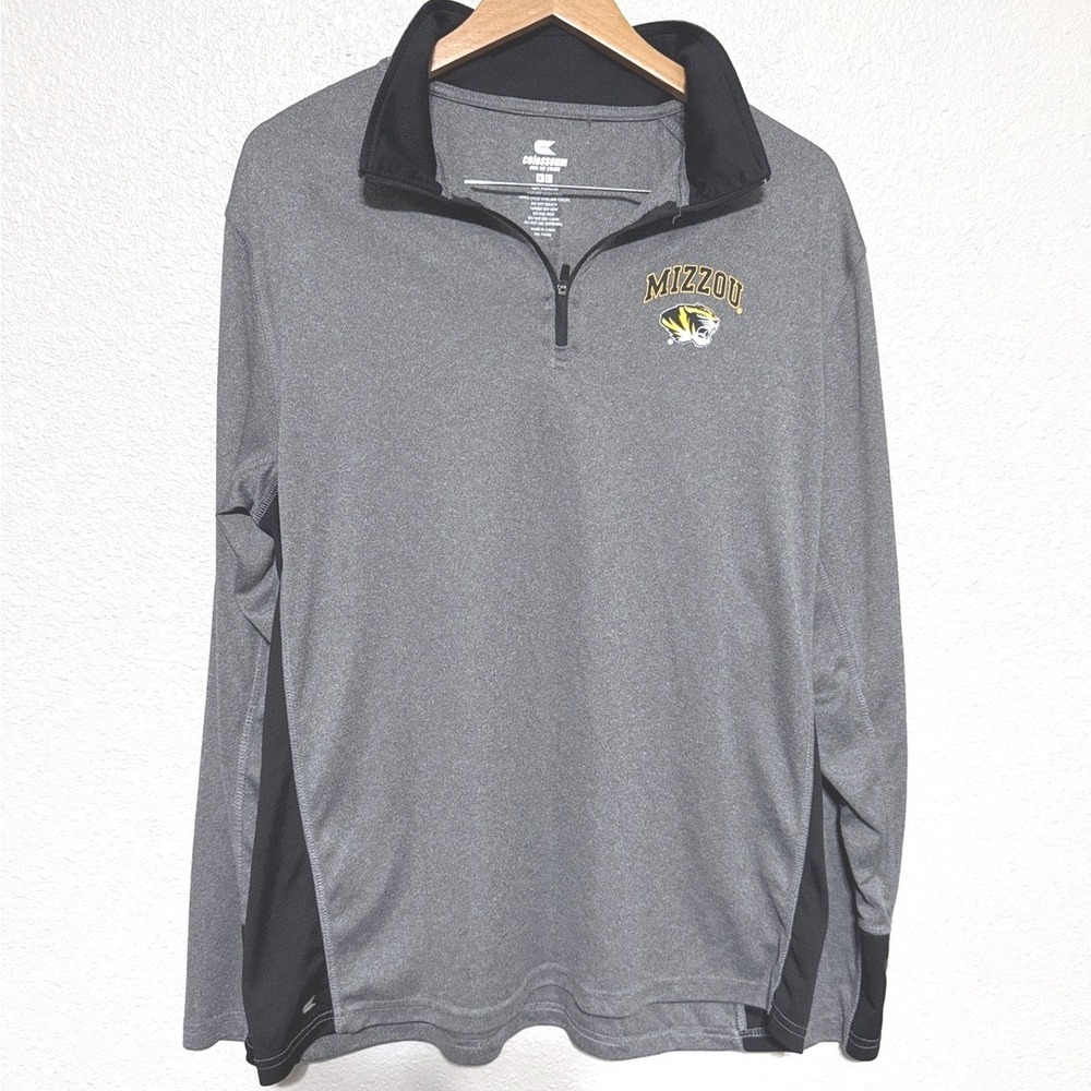 Colosseum Mizzou Tigers Missouri Quarter Zip Pullover Gray Black XL Mens Womens